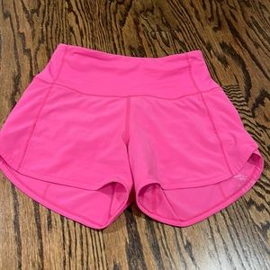 Lululemon Athletica Sonic Pink High Rise 4” Speed up lined shorts Size 0